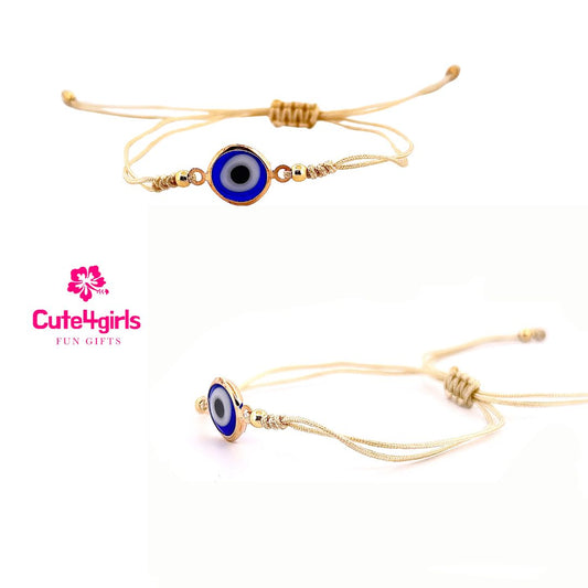 Cute4Girls Boho Gaze, Adjustable Rope Braided Turkish Eye Bracelet.