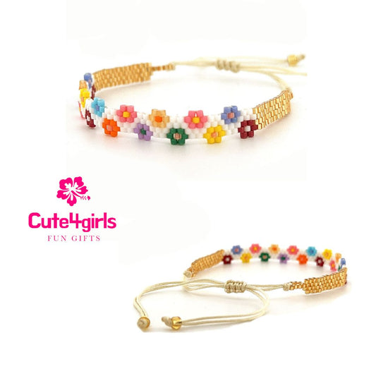 Cute4Girls Miyuki Fashion Beaded Flower Bracelet - Tiny beads boho style.