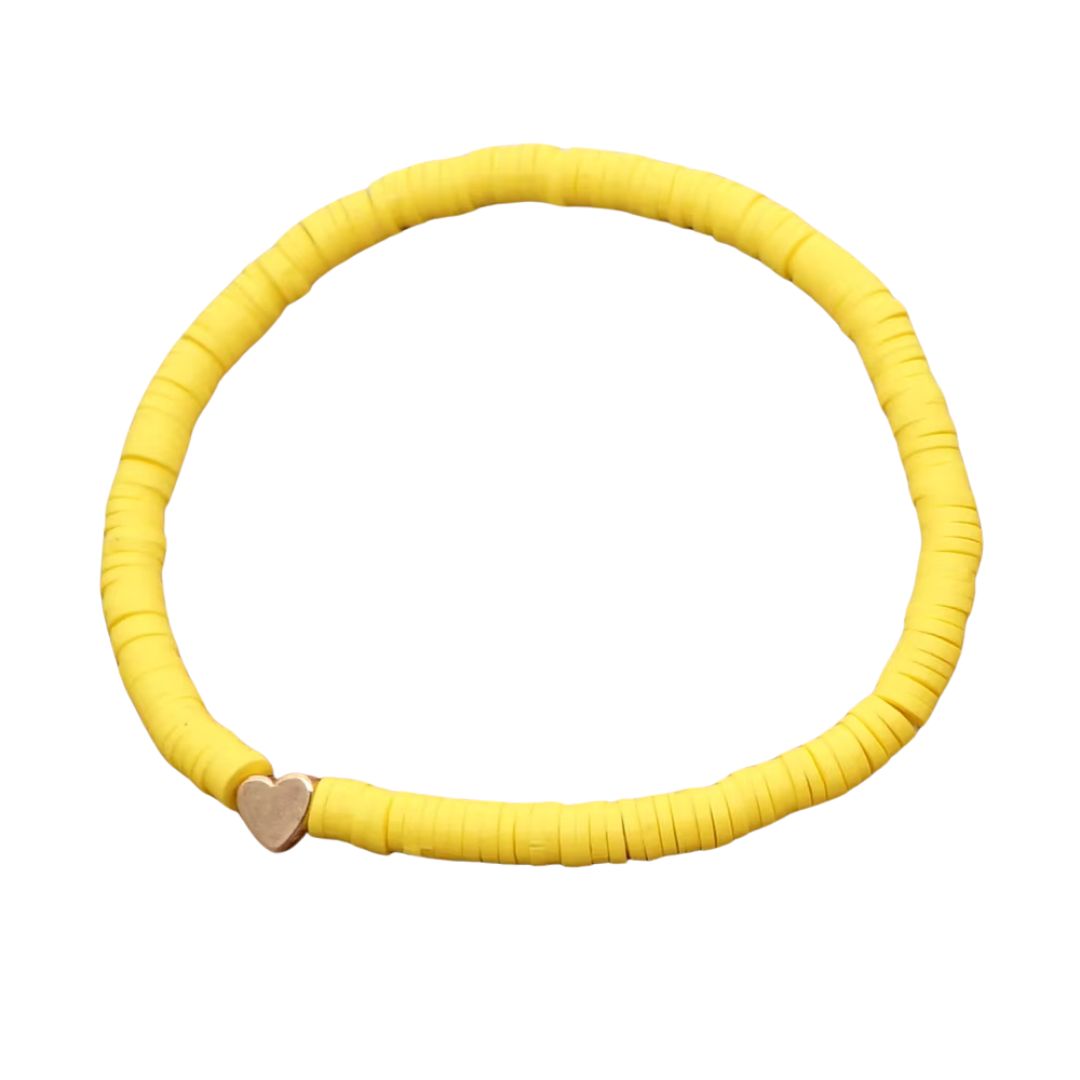 Cute4Girls Colorful Elastic Bracelet featuring a Heart Bead in the center (One Bracelet-multiple colors).