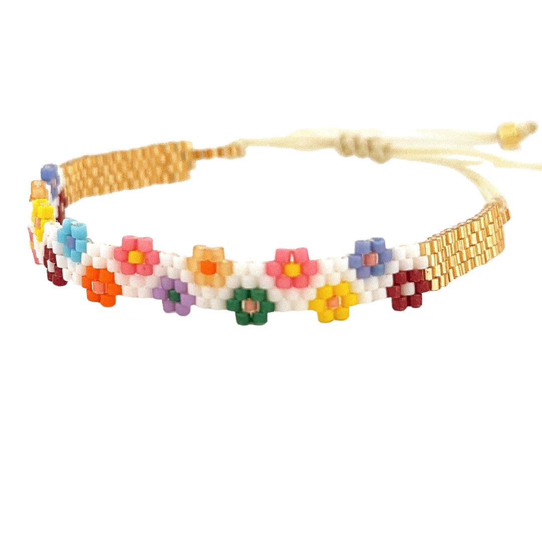 Cute4Girls Miyuki Fashion Beaded Flower Bracelet - Tiny beads boho style.